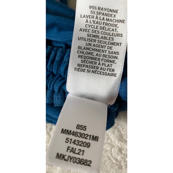 MELROSE & MARKET MIDI BODYCON DRESS, WOMENS, L, BLUE, DRAWSTRING RUCHING - Picture 9 of 10